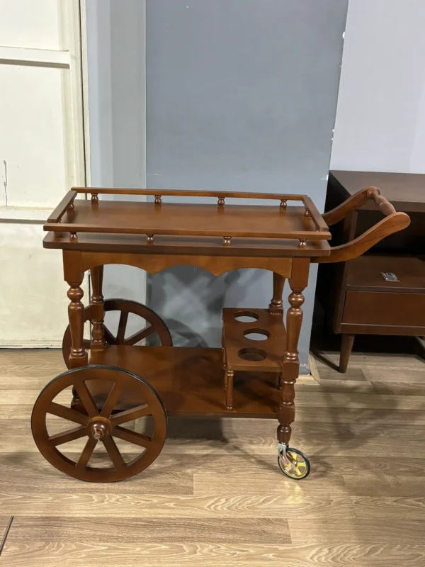 ankara ahşap servis arabası klasik tekerlekli model