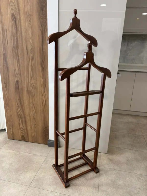 Ankara Siteler üretimi ceviz masif ahşap çiftli dilsiz uşak askılık