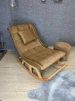 Bodrum Ahşap Sallanan Sandalye – Balkon & Bahçe İçin Minderli Sallanan Koltuk - Görsel 2