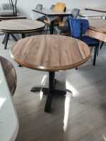 Döküm Ayak Yuvarlak Masa - Ahşap Tablalı - Görsel 2