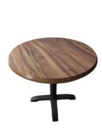 Döküm Ayak Yuvarlak Masa - Ahşap Tablalı - Görsel 3