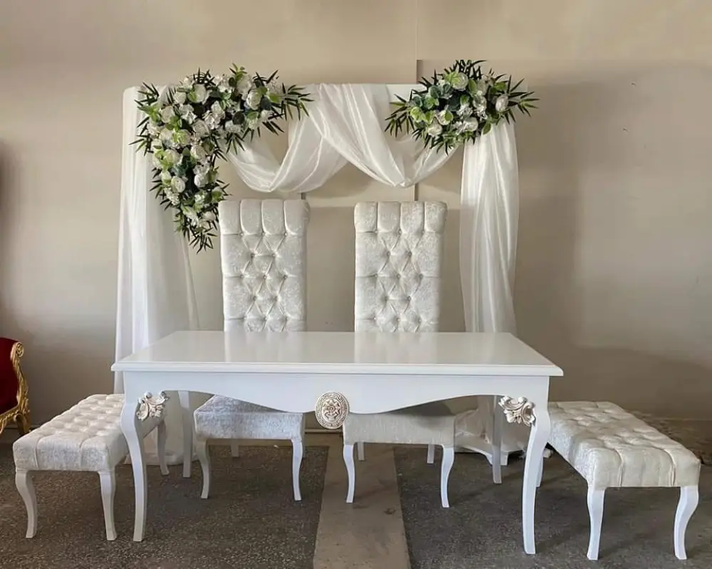 Ankara Siteler üretimi gelin damat masa sandalye takımı, nikah ve organizasyonlar için özel tasarım