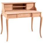 Ham Ahşap Çekmeceli Raflı Çalışma Masası