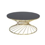 Orta Sehpa Yuvaralak Metal Ayak Siyah Tablalı (21030)