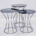 Metal Ayakli Yuvarlak Mermer Desenli Zigon Sehpa (21008) - Görsel 5