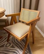 Bohem Tarzı Yemek Masası - Yuvarlak Masa Hasırlı Sandalye Takımı - Görsel 2