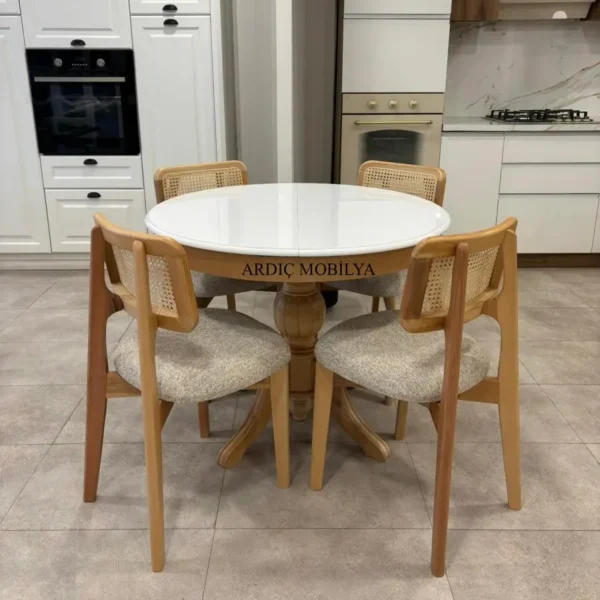 Yuvarlak masa modelleri ahşap yemek masası takımı modern mutfak masa seti Ardıç Mobilya
