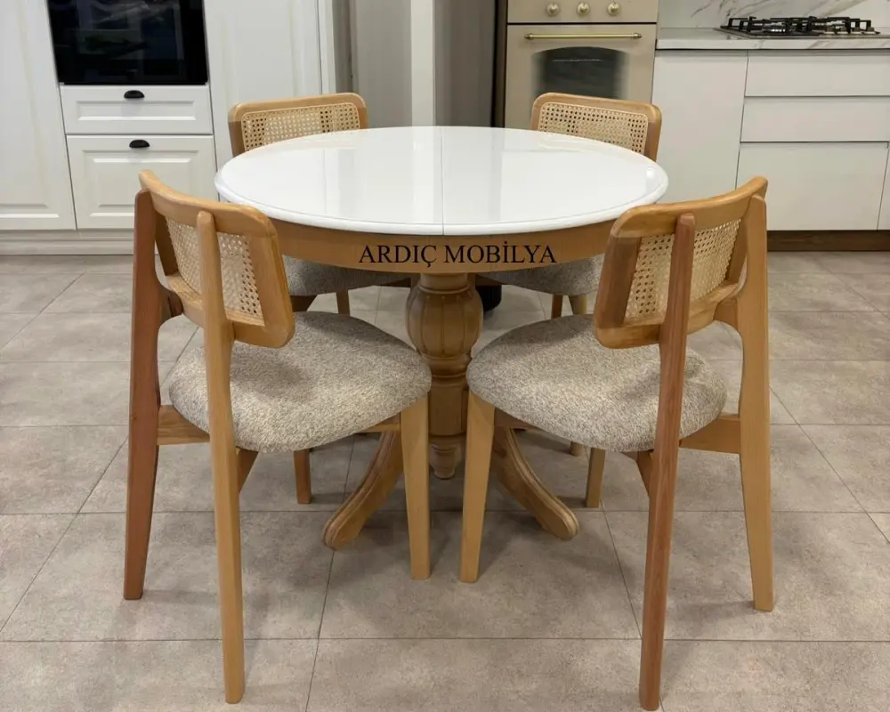 Modern yuvarlak masa takımı, mutfak ve yemek odası için şık masa sandalye seti Ankara üretim